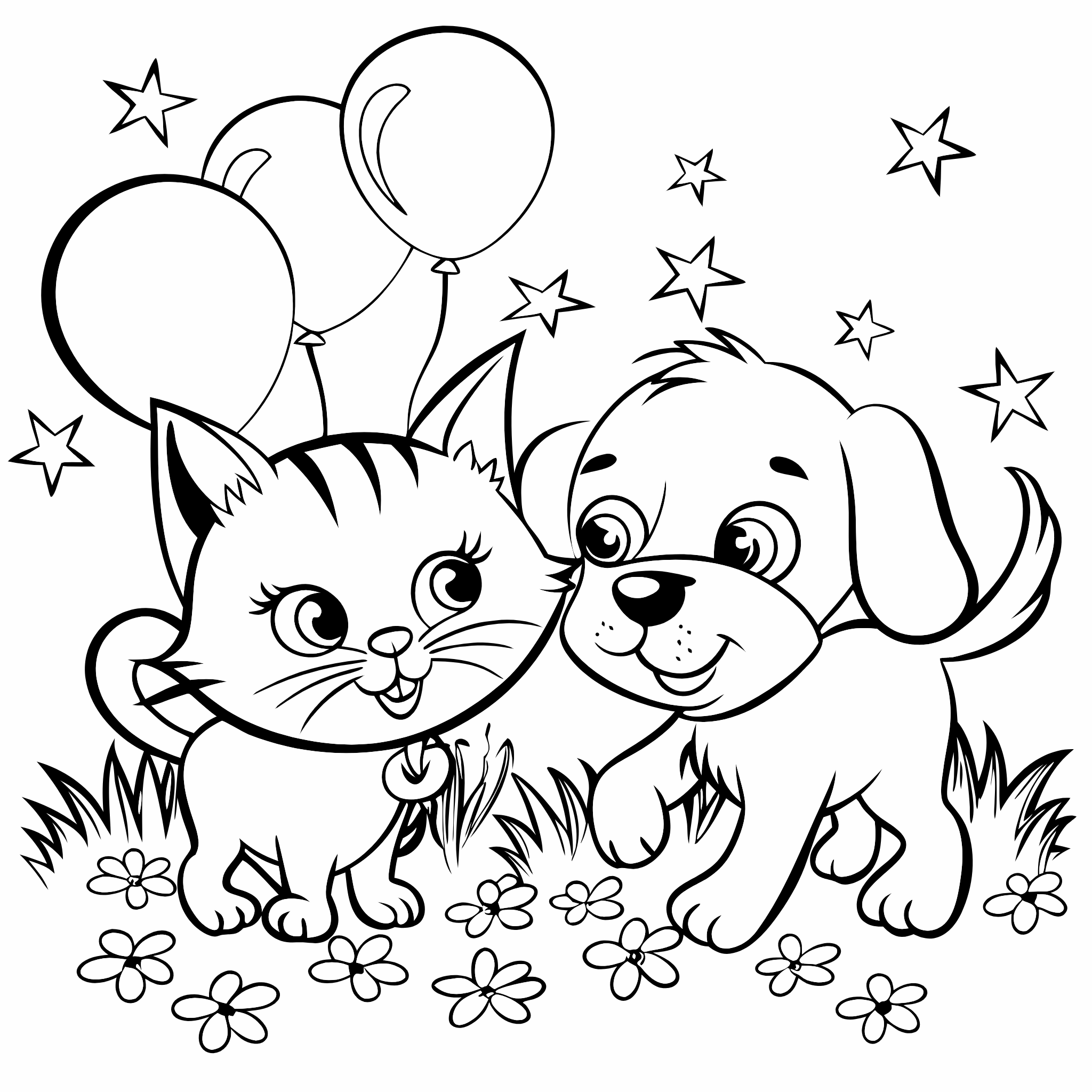 Cat And Dog In The Garden