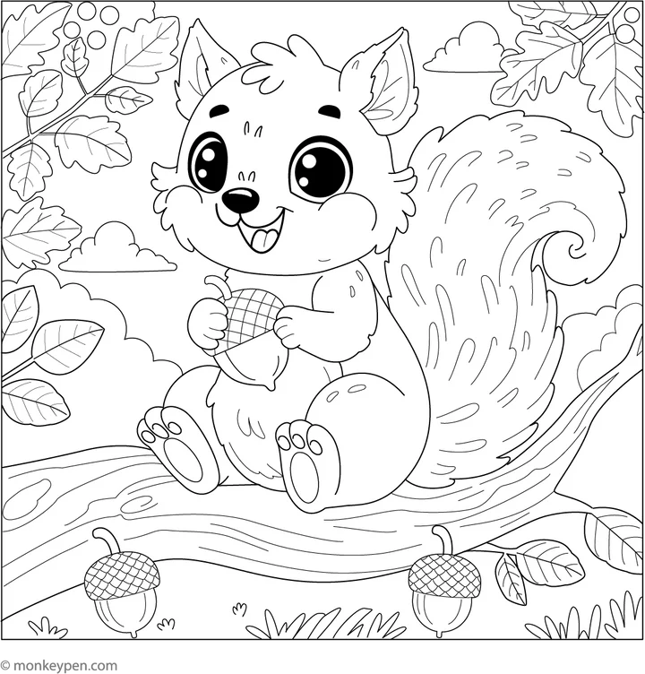 Fox-Squirrel-Colouring-Page