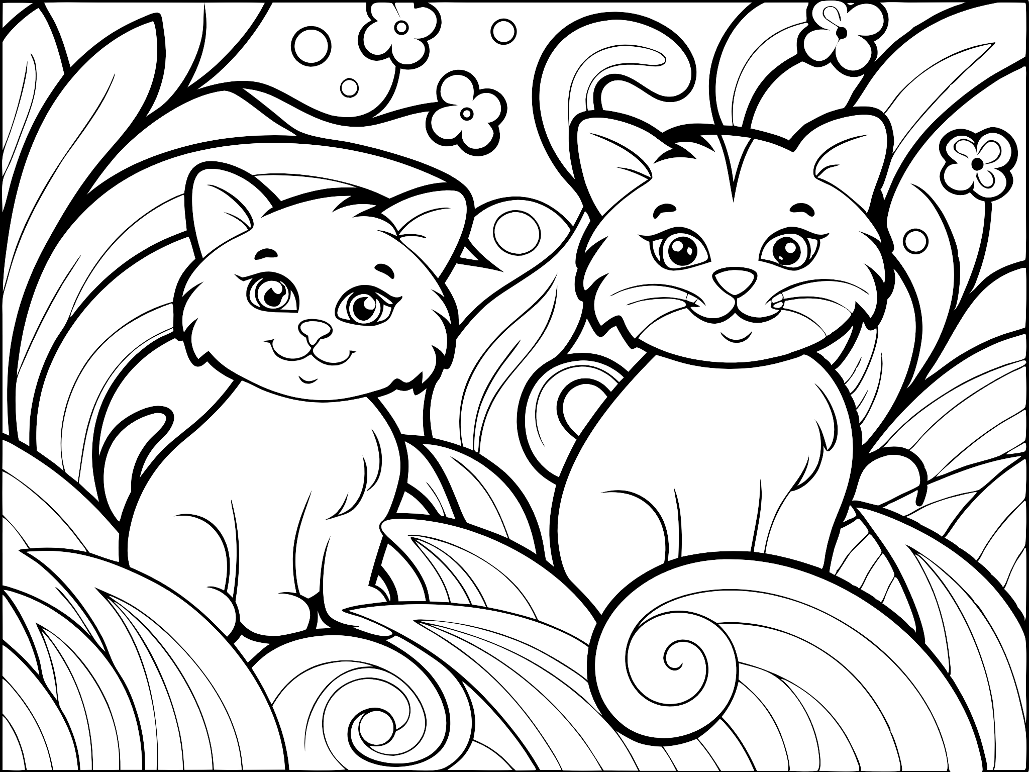 2 Cats In Garden