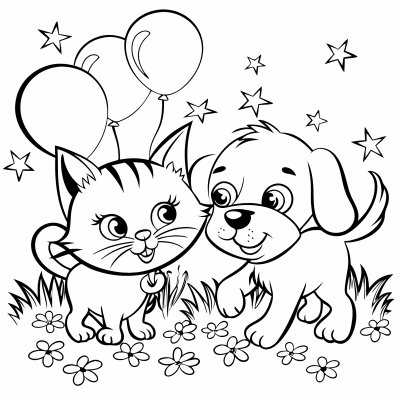 Cat And Dog In The Garden