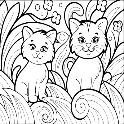 2 Cats In Garden